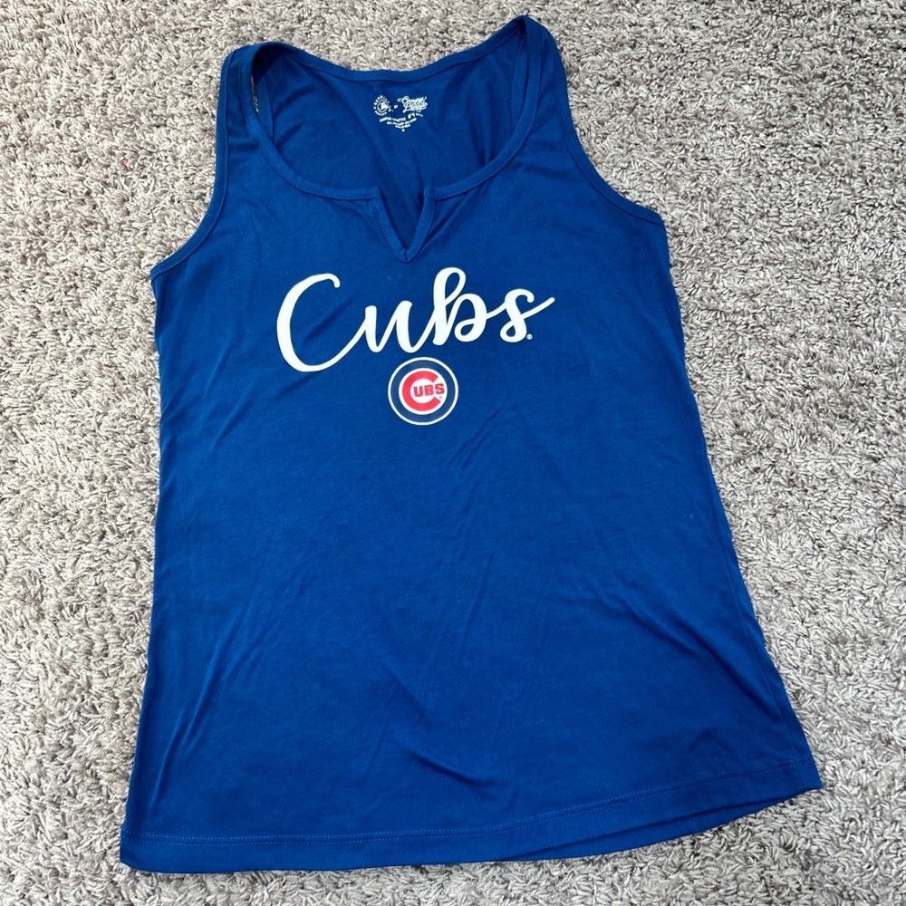 Campus Lifestyle Chicago Cubs MLB Royal Blue Notched V-Neck Tank Top  Medium